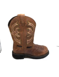 Justin Women's Wanette Waterproof Western Work Boot Steel Toe Brown Size 7.5 - Picture 1 of 6
