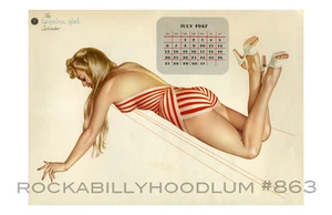 New Pinup Girl Poster 11x17 Alberto Vargas Varga Art July 1947 Calendar Blonde - Picture 1 of 1