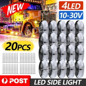 20X LED Clearance Lights Side Marker Lamp Amber Trailer Truck Caravan Multi Volt - Picture 1 of 10