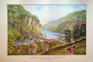 Currier & Ives Calendar Topper 1972 View of Harpers Ferry Virginia Potomac Side - Picture 1 of 1