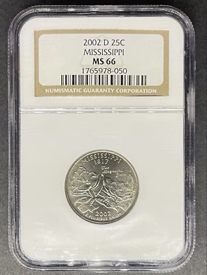 2002-D Mississippi Quarter NGC MS-66, Buy 3 Items, Get $5 Off!! - Image 1 of 2