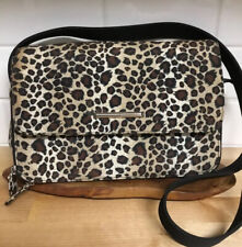 Womens Cheetah Print Nylon Fabric Organizer Purse Travel Handbag Shoulder Strap
