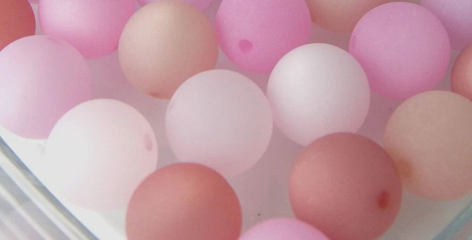 10 XL PolarisPerlen 16mm groß matt  Farbmix Rosybrown Terracotta Rosa Töne - Bild 1 von 1