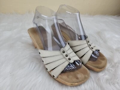 Sandalias BASS Mujer Talla 8M MAPLE Beige Cuero Sin Cordones Estilo #3082  Foto 1 de 4