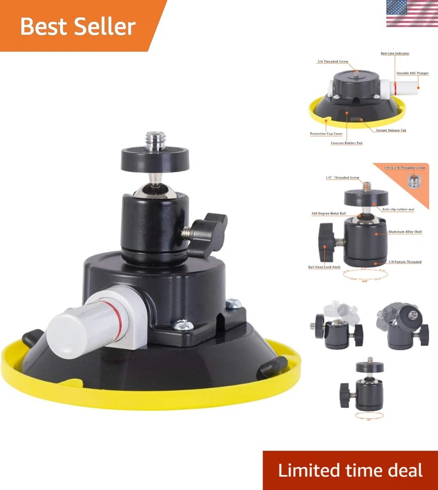 IMT 4.5" Car Camera Mounting Kit Pump Vacuum Suction Cup Mount Professional Cam