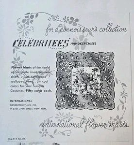 1940 Womens Celebrities Linen handkerchief vintage fashion ad - Picture 1 of 1