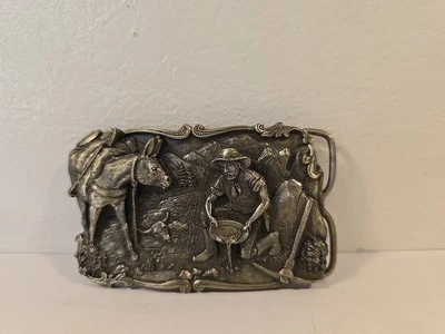 Vintage Gold Miner Prospector Pewter Arroyo Grande Buckle Co. 1981 Belt Buckle - Image 1 of 4