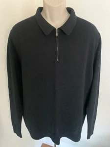 Nordstrom Para Hombres Tienda Cuarto Cremallera Cuello Manga Larga Negro Top Camisa Suéter Talla 2XL - Imagen 1 de 12