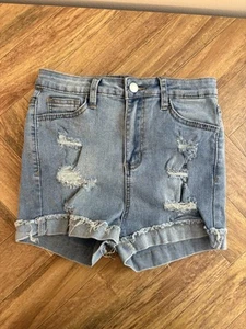 NWOT SHEIN Kids Girls Denim Jean Shorts Size 14 Casual Stretch Shorts R4 - Picture 1 of 6
