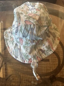 Dozer Childs Bucket Sun Hat Blue w/Surfers Surf Long Boards Size 5yrs 55cm Youth - Picture 1 of 9