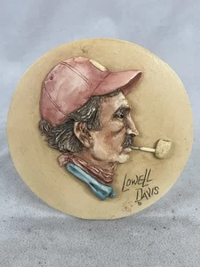 Schmid LOWELL DAVIS "SELF PORTRAIT" Figurine Plaque Profile DOUBLE SIGNED! - Picture 1 of 4