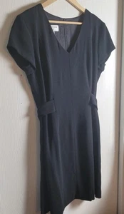 Jones New York 10 Black Dress Fully Lined Built in Belt Knee Length Career  - Picture 1 of 13