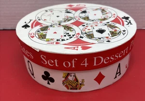 Set Of 4 Dessert Appetizer Plates Playing Cards A's Vintage New Open Box - Picture 1 of 16
