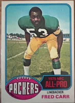 1976 Topps FRED CARR #360 🔥 Packers 🔥 Autograph 🏈 RaRe Auto 🔥 died 2018 1/1 - Image 1 of 2
