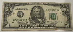 1974 50 Dollars Centered Off Circulated Good Condition Minor Wear Marks Pen Mark - Picture 1 of 6