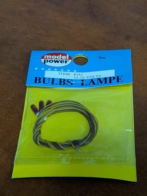 Model Power - HO Scale - #382 - 12-16V Grain Of Wheat Red Light Bulbs (3) - NOS - Image 1 of 3