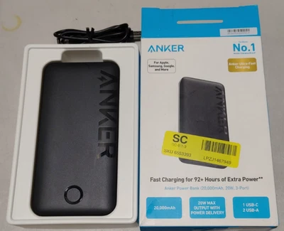 Cargador Portátil Anker 20.000mAh 20W 3 Puertos Banco de Alimentación Carga Rápida USADO Foto 1 de 4