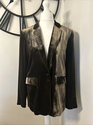 Zara Blazer Velvet Browny Green Jacket Tuxedo Medium Uk 10 12 Occasion - Image 1 of 4
