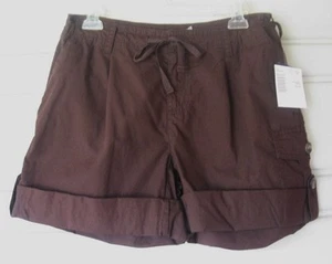 LIZ CLAIBORNE..DARK BROWN..CARGO ROLL..DRAW STRING..COTTON..SHORTS..NWT..sz 6 - Picture 1 of 7