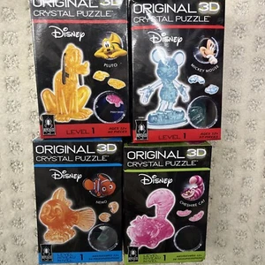Disney Orginal 3D Crystal Puzzle Lot Pluto Nemo Mickey Cheshire Cat - Picture 1 of 1