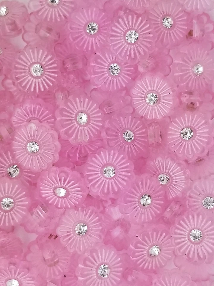 SIZE 18L - 7/16", FLOWER SHANK BUTTON, PINK, 1 GROSS, SHINY FINISH - Image 1 of 1