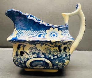 antikes Adam Staffordshire blau Transfergeschirr Milchkännchen Vogel - Blumen - Vogelnest - Bild 1 von 24