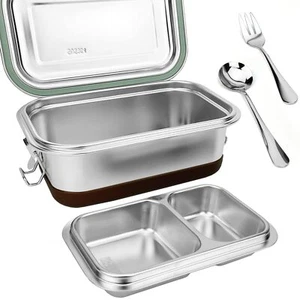 Stainless Steel Lunch Container Leakproof Meal Prep Box with Dividers 500ml - Picture 1 of 8