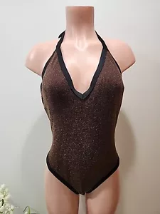 Nwt Cupshe Women's Brown Metallic Chic Swim Suit Size XL. - Picture 1 of 9