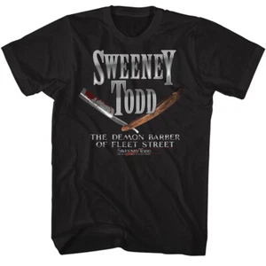 Sweeney Todd Movie The Demon Barber of Fleet Street Bloody Razor Men's T Shirt - Picture 1 of 5