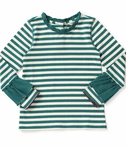 Top Matilda Jane Niñas 4 Verde Rayas Volantes Puño Escote PRODUCTO PERFECTO - Imagen 1 de 3