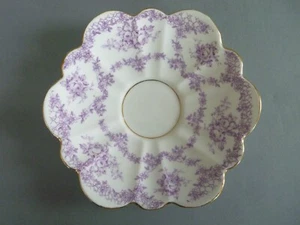 Antique Paragon Star Tea Saucer - Scalloped Lilac Purple Floral Rose - Picture 1 of 3