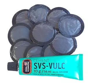 TYRE PUNCTURE REPAIR PATCHES INNER TUBE MOUNTAIN BICYCLE BIKE CAR X 10 + GLUE - Picture 1 of 5