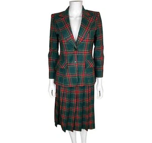 1970s Vintage Tartan Wool Suit Princess Mary Stewart Ptn Sml - Picture 1 of 11