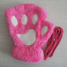 Winter Women Faux Fur Gloves Warm Thick Thermal Outdoor Fingerless Mitten Gloves