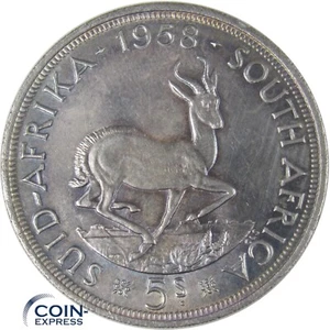 SÜDAFRIKA 5 Schilling Münze 1958 Springbock Elisabeth II Regina South Africa - Bild 1 von 2