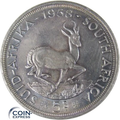 SÜDAFRIKA 5 Schilling Münze 1958 Springbock Elisabeth II Regina South Africa - Bild 1 von 2