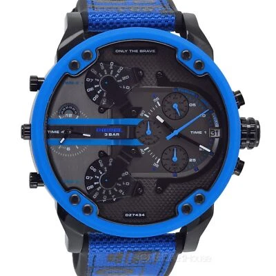 Reloj cronógrafo grande DIESEL MR Daddy 2.0 para hombre azul negro correa de nailon de silicona Foto 1 de 4