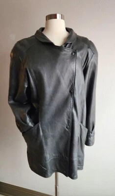 Abrigo de playa Michael Hoban North de colección para mujer 5/6 chaqueta de cuero negro Foto 1 de 4