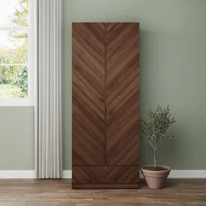 Catania 2 Door 1 Drawer Wardrobe Royal Walnut - Picture 1 of 8
