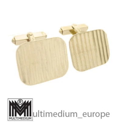 Vintage 333 Gold Manschettenknöpfe grafisches Muster 8ct gold cuff links - Bild 1 von 4