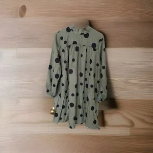 Shein Curve Dress Long Sleeve Pullover W Tie Olive Green W/ Black Polka Dots 0XL - Picture 1 of 5