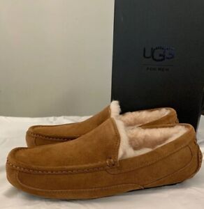 UGG ASCOT 1101110 MEN CHESTNUT SUEDE SLIPPERS SIZE 8, 100% AUTHENTIC BRAND NEW