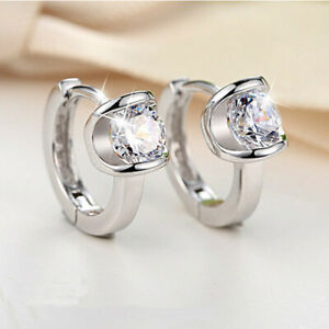 Classic Hoop Earring Women 925 Silver Filled Jewelry Cubic Zircon Free Shipping