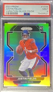 Justin Fields 2021 Panini Silver Prizm Variation Chicago Bears Rookie RC PSA 9