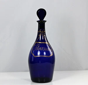 Georgian Bristol blue Indian Club shaped Brandy decanter - Picture 1 of 4