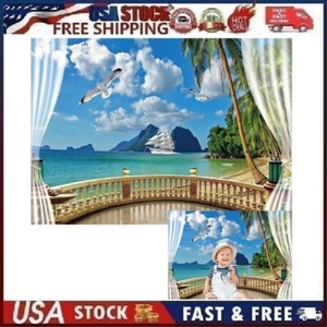 7x5ft Summer Beach Theme Backdrop Hawaii Beach Backdrop Tropical Luau Summer ... - Picture 1 of 17