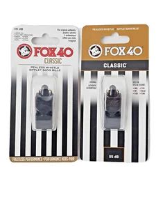 Fox 40 Original Classic Pealess Whistle 115 dB x2 Black - NBA NFL FIFA NCAA FIBA - Foto 1 di 5