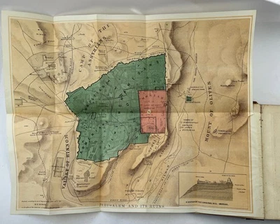 1873 Antiquities of the Orient Unveiled Map of Jerusalem Freemasonry Biblical Foto 1 de 4