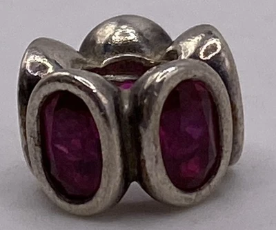 Authentic Pandora S925 ALE SS Synthetic Ruby Oval Lights Charm 3.1g 790311SRU - Image 1 of 4