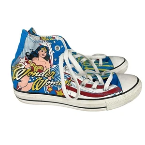 Converse All Star High Top Tennis Shoes Wonder Woman Size 8 DC Comics Rare - Picture 1 of 5